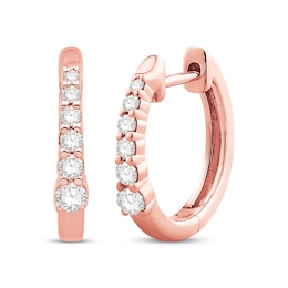 Previously Owned Hoop Earrings 1/5 ct tw 10K Round-cut Diamond Rose Gold