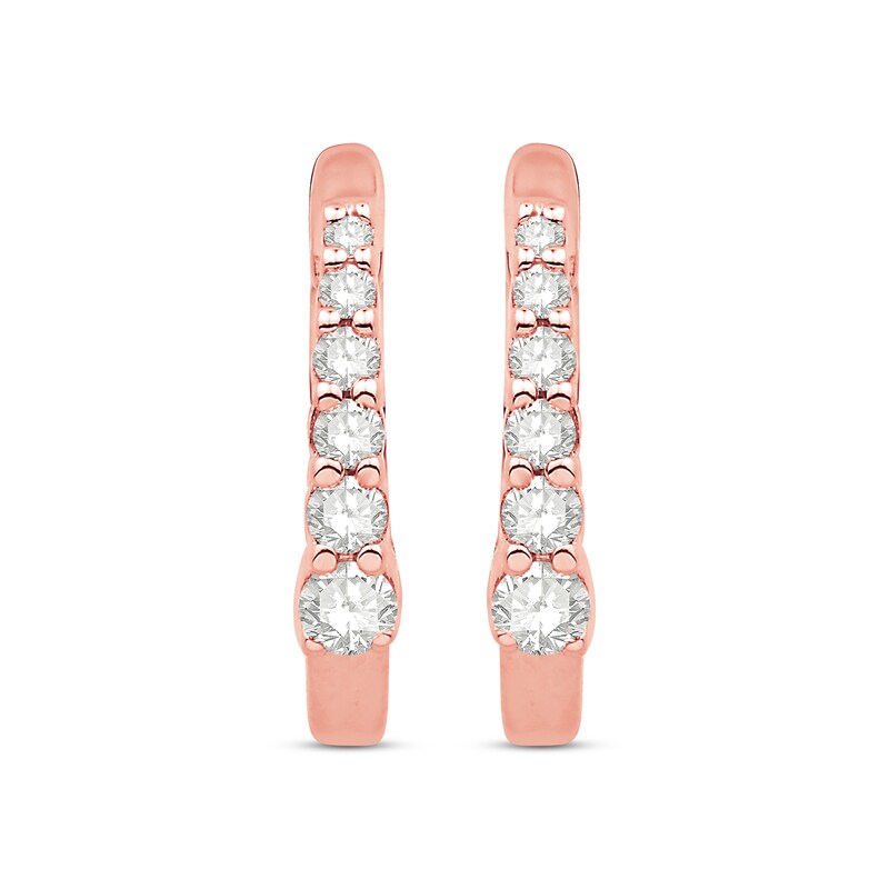Main Image 2 of Previously Owned  Hoop Earrings 1/5 ct tw 10K Round-cut Diamond Rose Gold