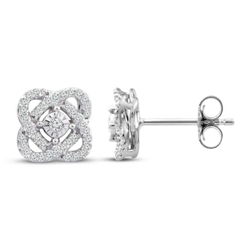 Main Image 1 of Previously Owned Center of Me Diamond Stud Earrings 1/5 ct tw 10K White Gold