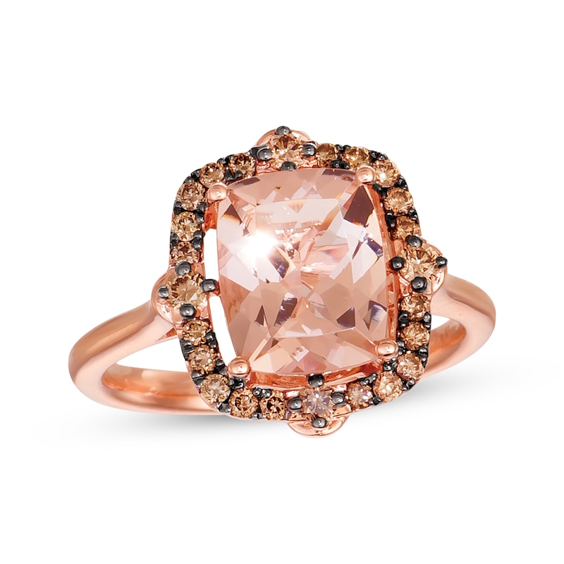 Main Image 1 of Previously Owned Le Vian Morganite Ring 1/3 ct tw Diamonds 14K Strawberry Gold
