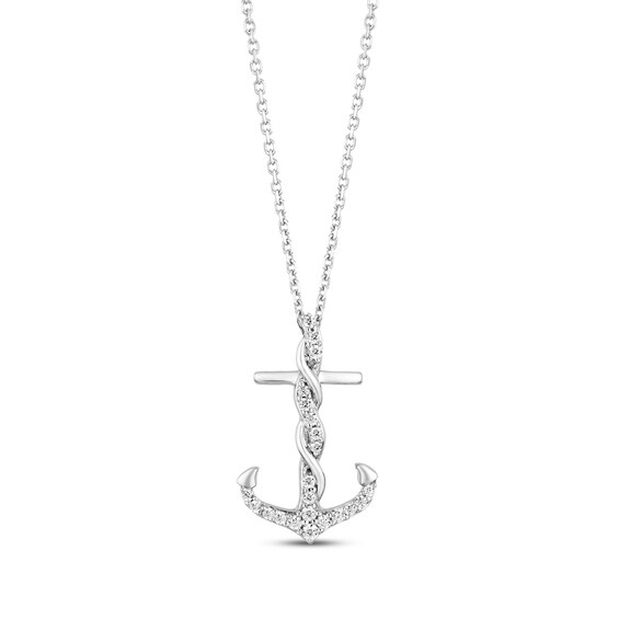 Previously Owned Hallmark Diamonds Anchor Necklace 1/6 ct tw Sterling Silver 18"