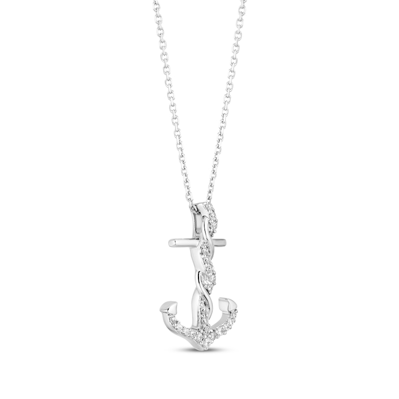 Main Image 2 of Previously Owned Hallmark Diamonds Anchor Necklace 1/6 ct tw Sterling Silver 18"
