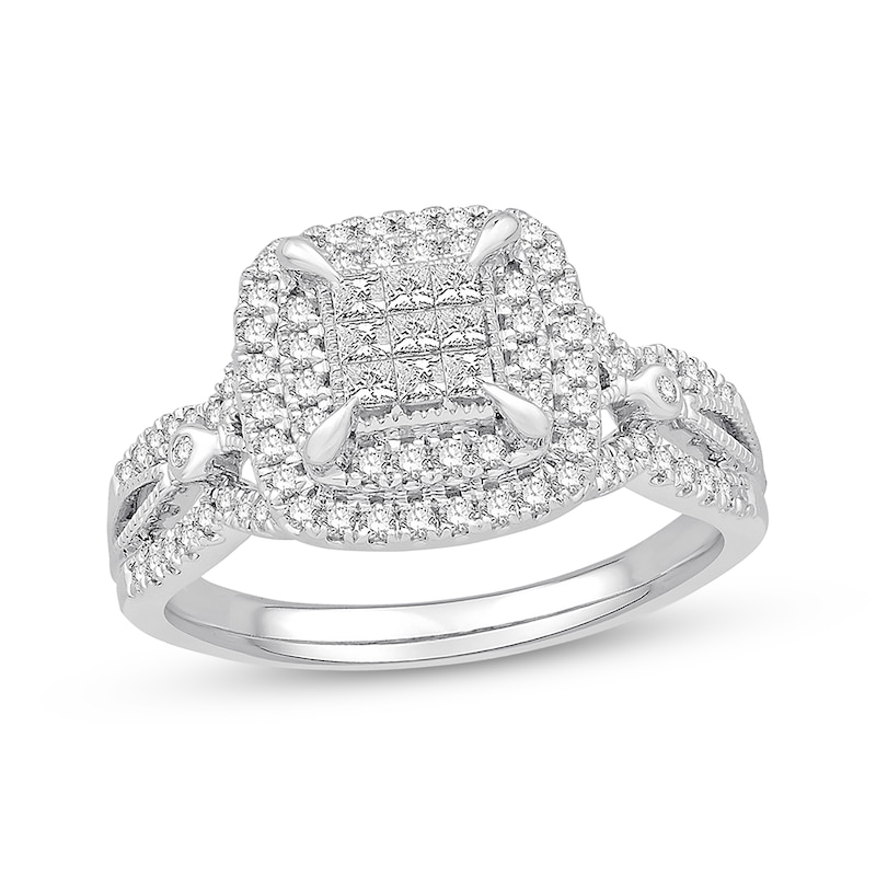 Previously Owned Diamond Engagement Ring 5/8 ct tw Princess-cut 10K White Gold