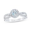 Thumbnail Image 1 of Previously Owned THE LEO First Light Diamond Engagement Ring 7/8 ct tw Round-cut 14K White Gold