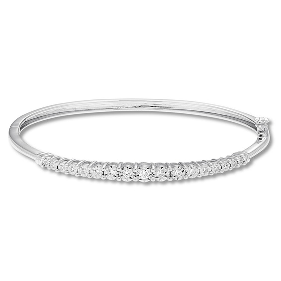 Previously Owned Diamond Bangle Bracelet 1/4 ct tw Round-cut Sterling Silver
