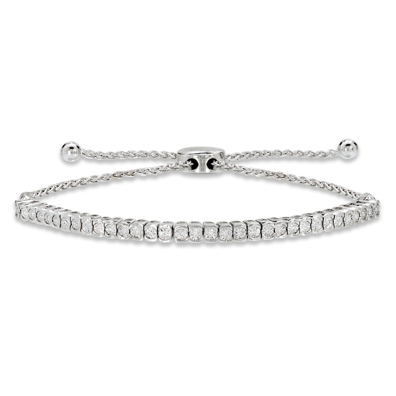 Main Image 1 of Previously Owned Diamond Bolo Bracelet 1/15 ct tw Sterling Silver