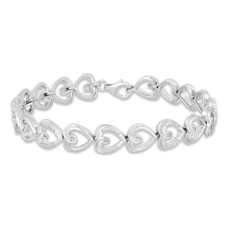Main Image 1 of Previously Owned Hallmark Diamonds Heart Bracelet 1/10 ct tw Sterling Silver 7.5"