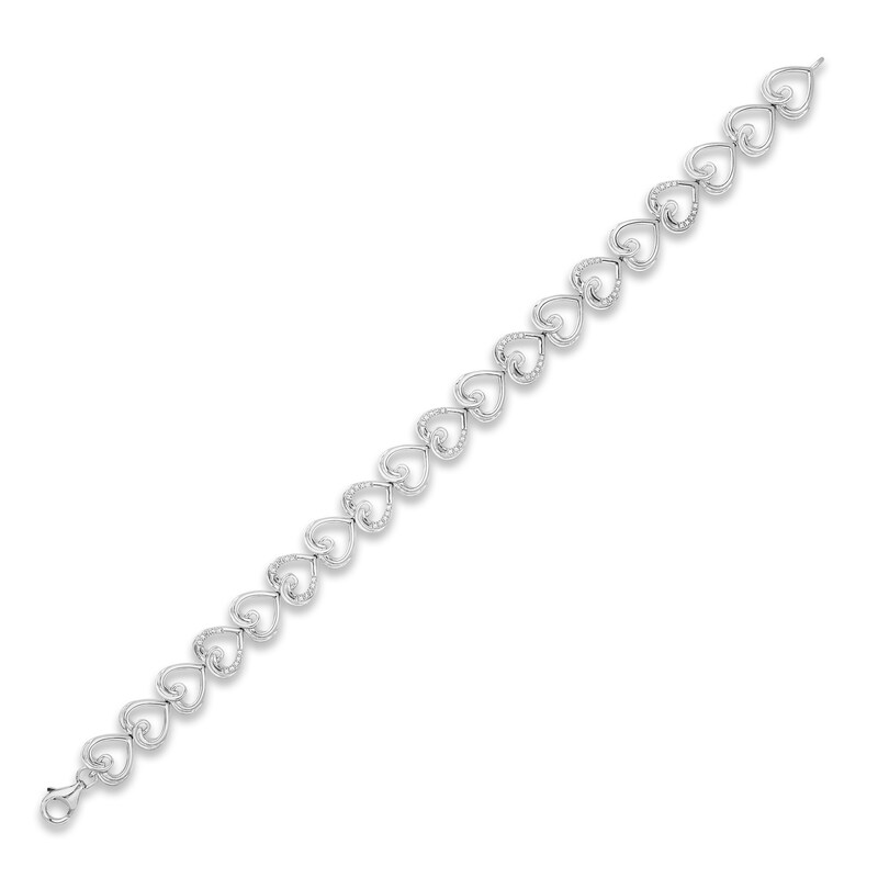 Main Image 2 of Previously Owned Hallmark Diamonds Heart Bracelet 1/10 ct tw Sterling Silver 7.5"