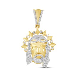 Previously Owned Men's Christ Pendant 1/2 ct tw Round-cut 10K Yellow Gold