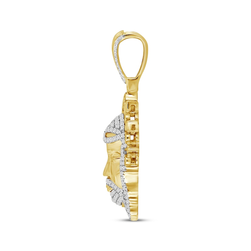 Main Image 2 of Previously Owned Men's Christ Pendant 1/2 ct tw Round-cut 10K Yellow Gold