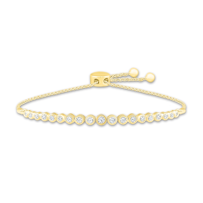 Main Image 1 of Previously Owned Diamond Bezel Bolo Bracelet 3/4 ct tw Round-cut 10K Yellow Gold 9.5"