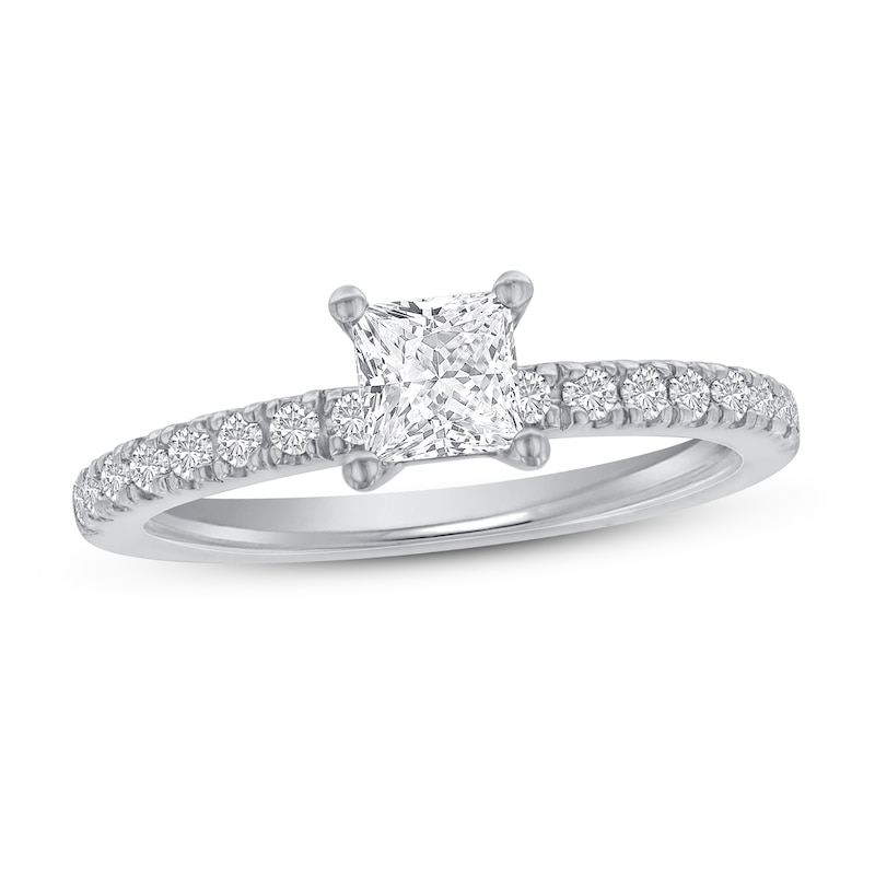 Main Image 1 of Previously Owned Diamond Engagement Ring 5/8 ct tw Princess/Round-cut 14K White Gold