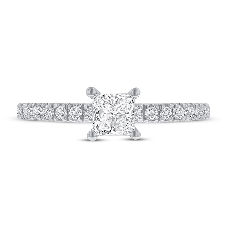 Main Image 3 of Previously Owned Diamond Engagement Ring 5/8 ct tw Princess/Round-cut 14K White Gold