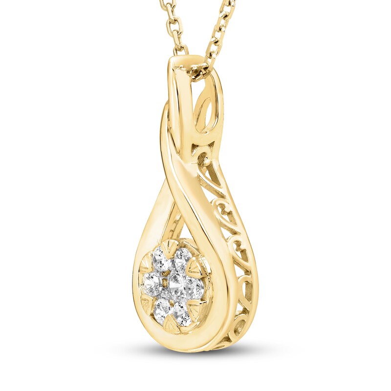 Main Image 2 of Previously Owned Diamond Necklace 1/5 ct tw 10K Yellow Gold 18"