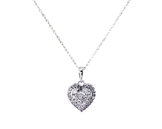 Previously Owned Multi-Diamond Heart Necklace 1/4 ct tw 10K White Gold 18"