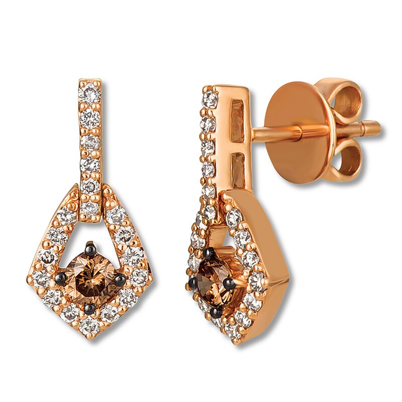 Main Image 1 of Previously Owned Le Vian Chocolate & Nude Earrings 5/8 ct tw Diamonds 14K Strawberry Gold