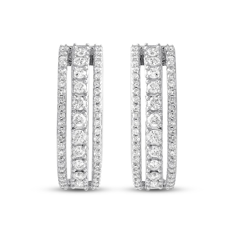 Main Image 2 of Previously Owned Diamond Hoop Earrings 1/2 ct tw Round-cut 10K White Gold