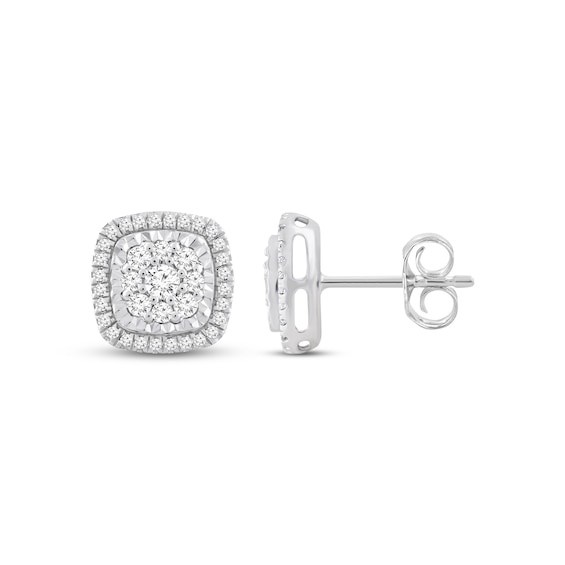 Previously Owned Diamond Stud Earrings 1/2 ct tw Round-cut Sterling Silver