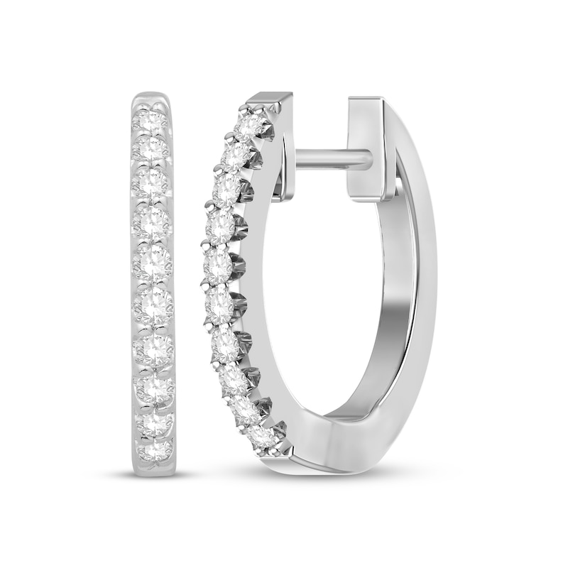 Main Image 1 of Previously Owned Diamond Hoop Earrings 1/6 ct tw Round-cut 10K White Gold