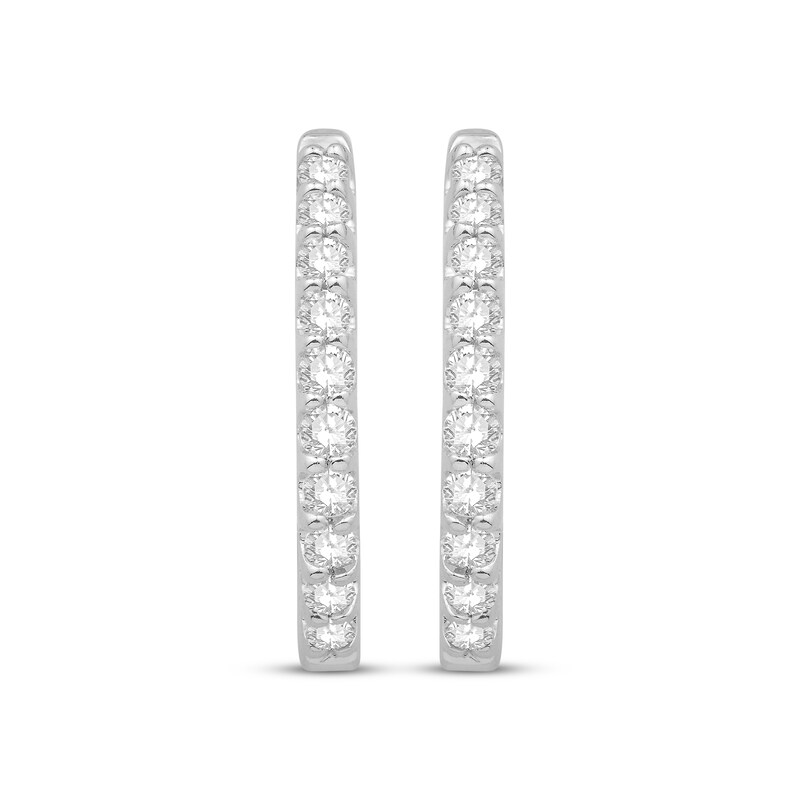 Main Image 2 of Previously Owned Diamond Hoop Earrings 1/6 ct tw Round-cut 10K White Gold