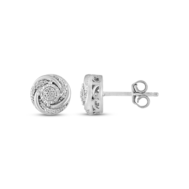 Previously Owned Diamond Earrings 1/10 ct tw Round-cut Sterling Silver