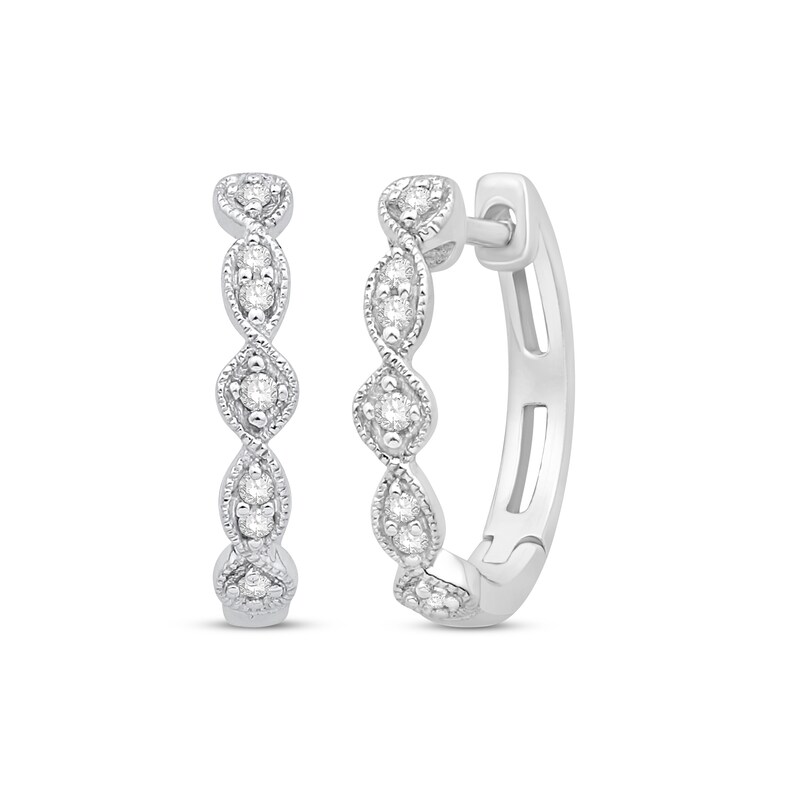 Main Image 1 of Previously Owned Diamond Twist Hoop Earrings 1/10 ct tw 10K White Gold