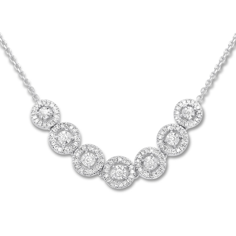 Main Image 1 of Previously Owned Diamond Choker Necklace 1/4 ct tw Round-cut 10K White Gold