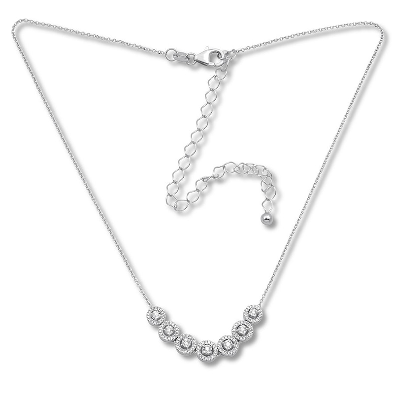 Main Image 2 of Previously Owned Diamond Choker Necklace 1/4 ct tw Round-cut 10K White Gold