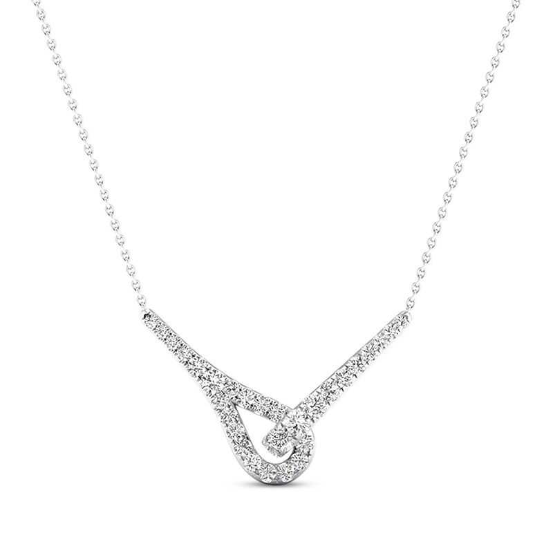 Main Image 1 of Previously Owned Love + Be Loved Diamond Necklace 1/2 ct tw 10K White Gold 18"