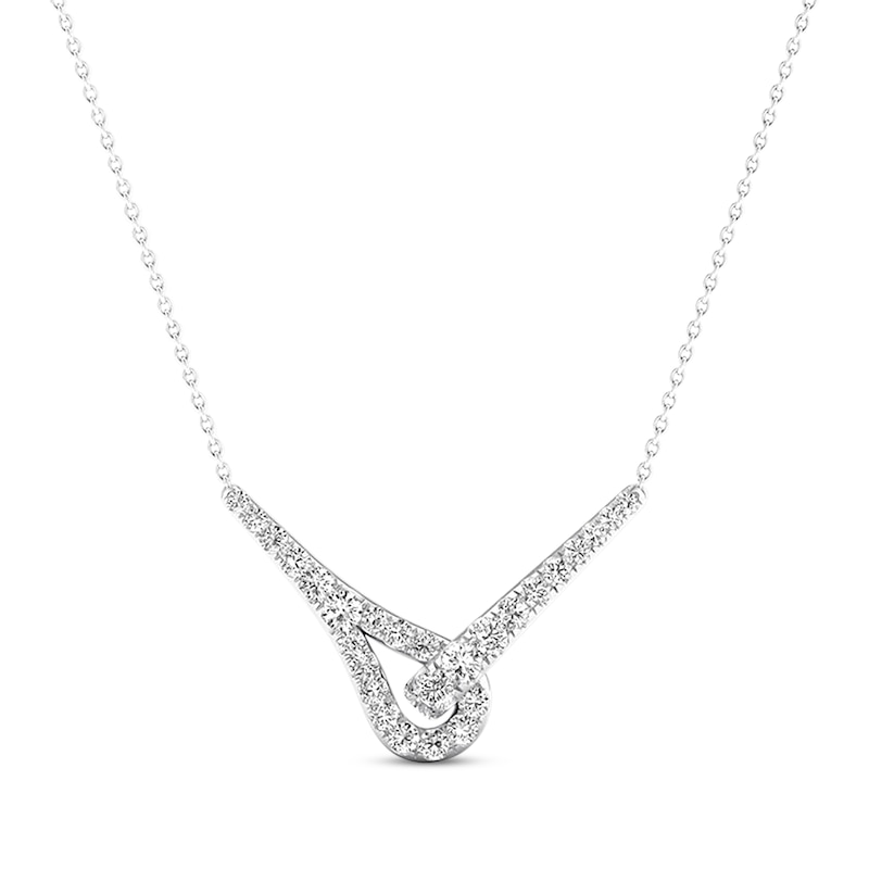 Main Image 1 of Previously Owned Love + Be Loved Diamond Necklace 1 ct tw 14K White Gold 18"