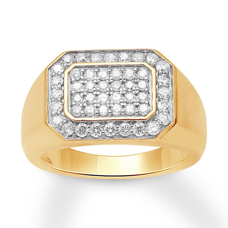 Main Image 1 of Previously Owned Men's Diamond Ring 1 ct tw Round-cut 10K Yellow Gold