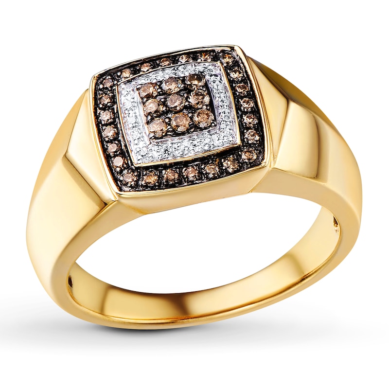 Main Image 1 of Previously Owned Brown Diamond Men's Ring 1/3 ct tw 10K Yellow Gold