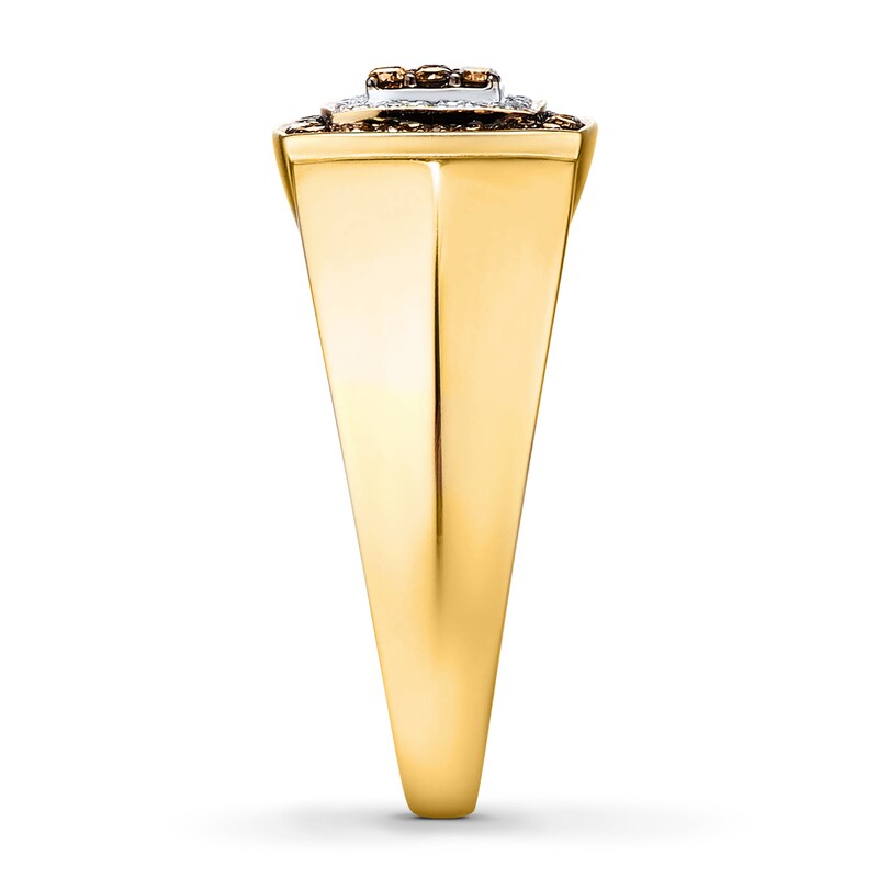 Main Image 3 of Previously Owned Brown Diamond Men's Ring 1/3 ct tw 10K Yellow Gold