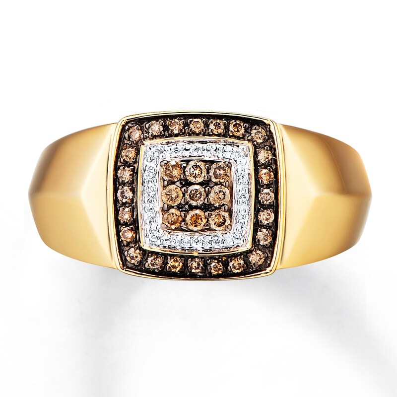 Main Image 4 of Previously Owned Brown Diamond Men's Ring 1/3 ct tw 10K Yellow Gold