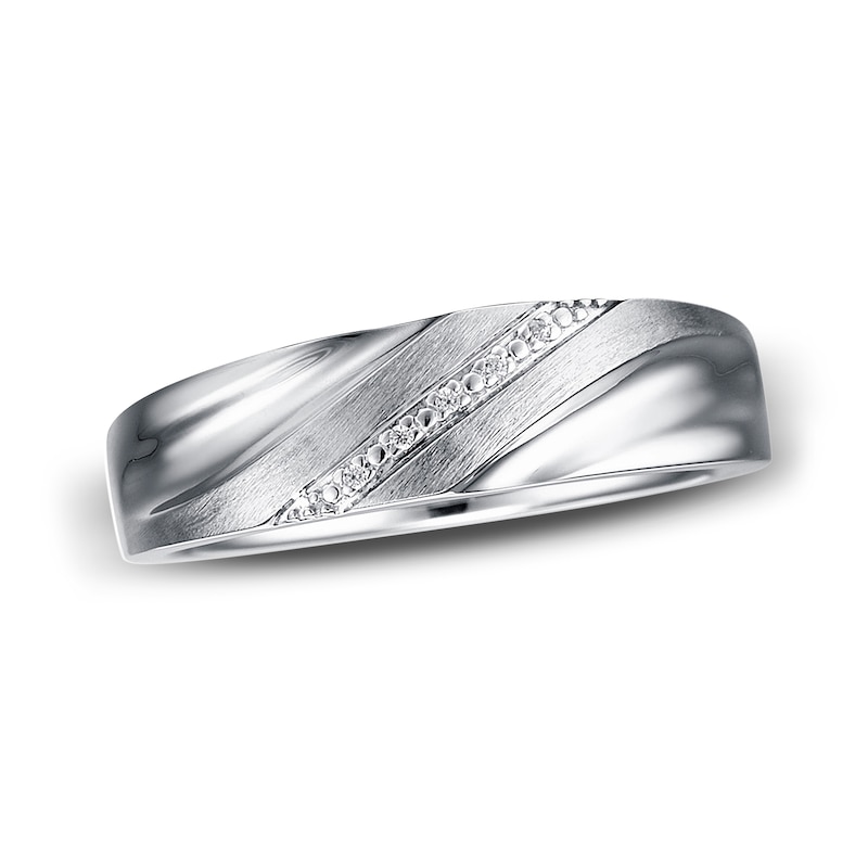 Main Image 1 of Previously Owned Men's Diamond Accent Wedding Band 10K White Gold