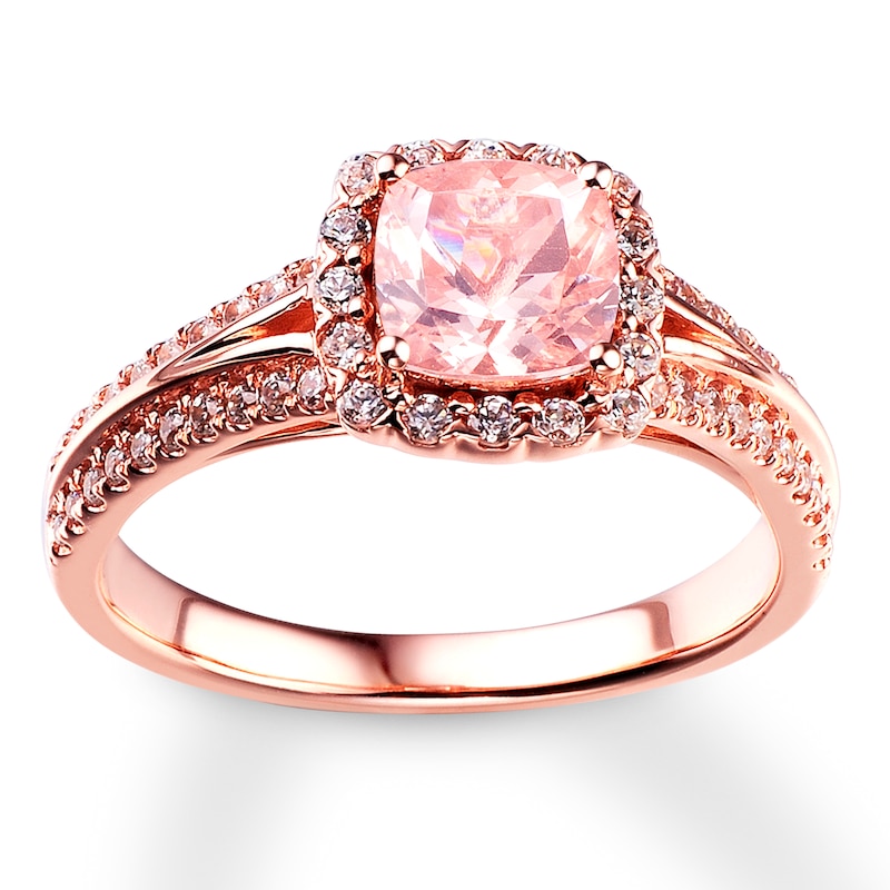 Main Image 4 of Previously Owned Morganite Engagement Ring 3/8 ct tw Diamonds 14K Rose Gold