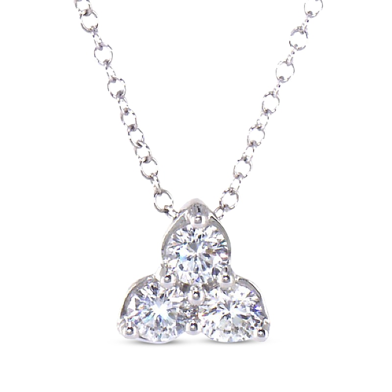 Main Image 1 of Previously Owned THE LEO 3-Stone Diamond Necklace 3/4 ct tw 14K White Gold 19"