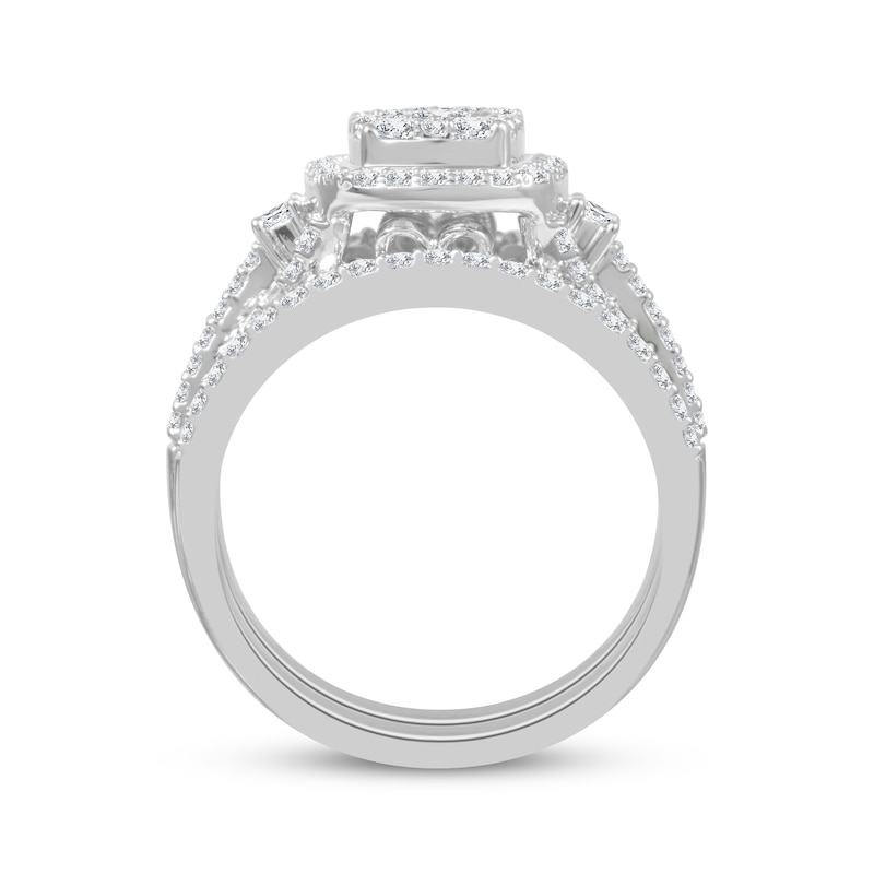 Main Image 3 of Previously Owned Diamond Bridal Set Round & Baguette 1 1/2 ct tw 10K White Gold