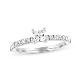 Previously Owned Diamond Engagement Ring 1/2 ct tw Princess & Round-cut 14K White Gold