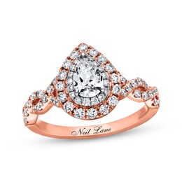Previously Owned Neil Lane Ring 1-1/8 ct tw Pear & Round-cut Diamonds 14K Rose Gold