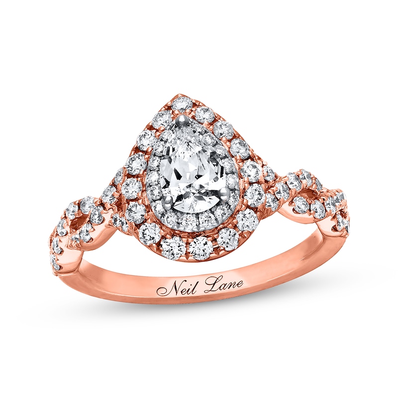 Previously Owned Neil Lane Ring 1-1/8 ct tw Pear & Round-cut Diamonds 14K Rose Gold - Size 8.5