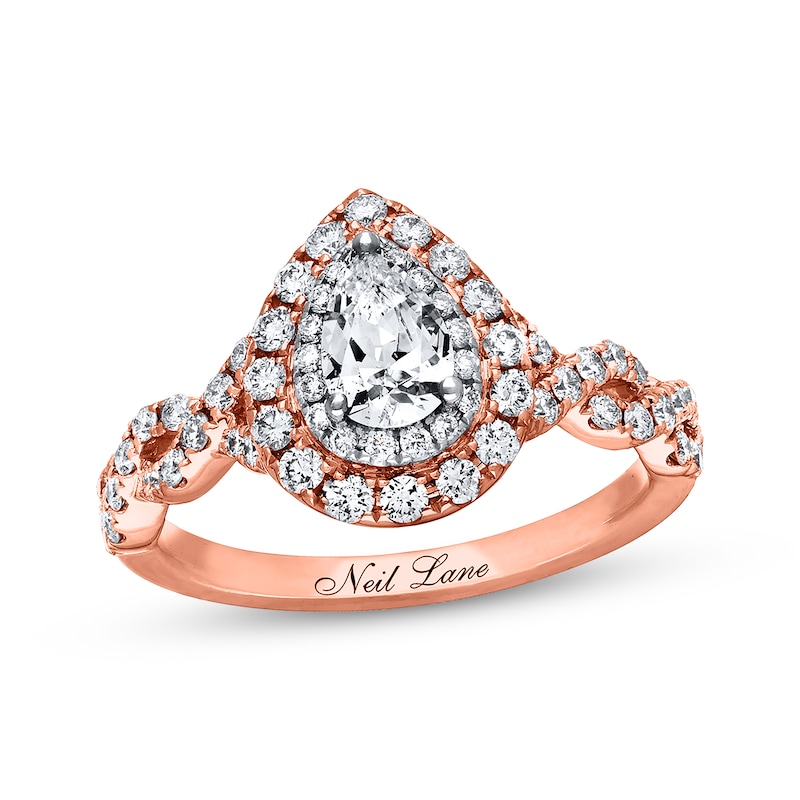 Main Image 1 of Previously Owned Neil Lane Ring 1-1/8 ct tw Pear & Round-cut Diamonds 14K Rose Gold Size 8.5