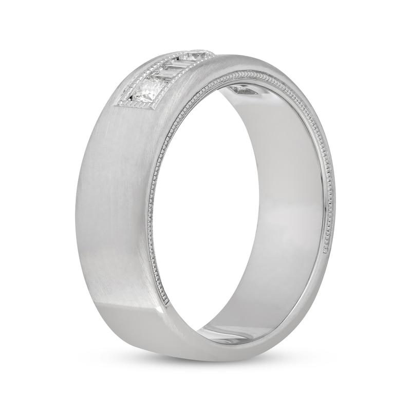 Main Image 2 of Previously Owned Neil Lane Men's Diamond Wedding Band 1/2 ct tw Round/Baguette 14K White Gold