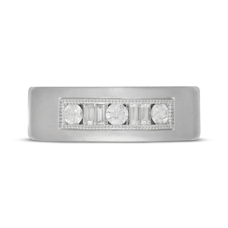 Main Image 3 of Previously Owned Neil Lane Men's Diamond Wedding Band 1/2 ct tw Round/Baguette 14K White Gold