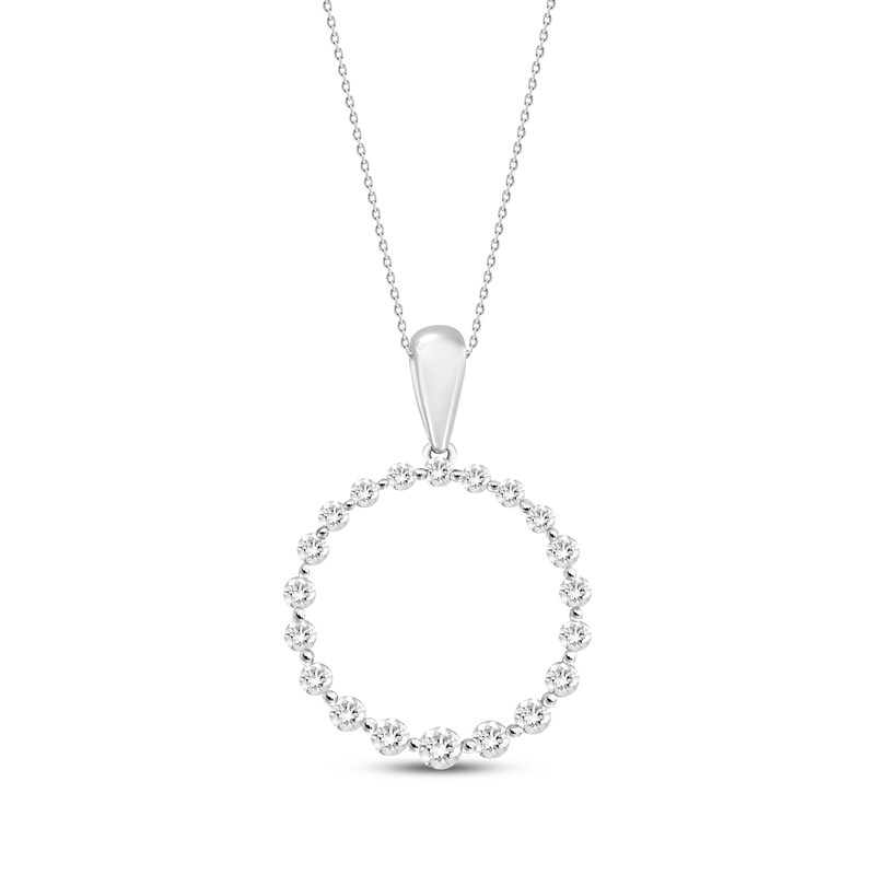 Main Image 1 of Previously Owned Diamond Circle Necklace 1/4 ct tw Round-cut 10K White Gold 18"