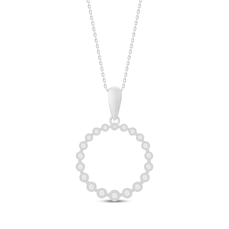 Main Image 4 of Previously Owned Diamond Circle Necklace 1/4 ct tw Round-cut 10K White Gold 18"