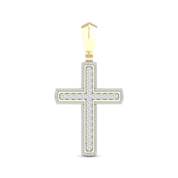 Previously Owned Men's Diamond Cross Pendant 2 ct tw Round-cut 10K Yellow Gold