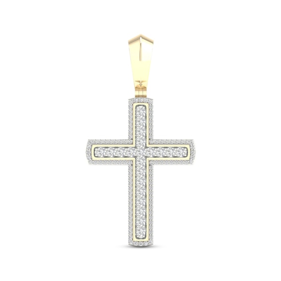 Previously Owned Men's Diamond Cross Pendant 2 ct tw Round-cut 10K Yellow Gold