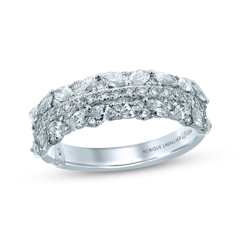 Main Image 1 of Previously Owned Monique Lhuillier Bliss Diamond Wedding Band 1-1/4 ct tw Round & Marquise-cut 18K White Gold