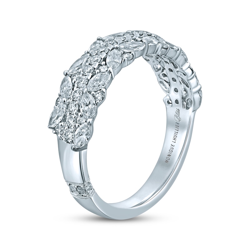 Main Image 2 of Previously Owned Monique Lhuillier Bliss Diamond Wedding Band 1-1/4 ct tw Round & Marquise-cut 18K White Gold